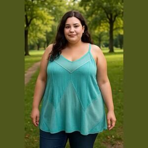 Pol Women’s Plus Size Tank Top Size XL‎ Teal/Aqua Summer Festival Boho Casual